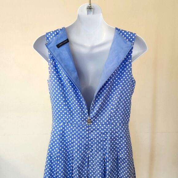 TOMMY HILFIGER Blue White Polka Dot Print Sleeveless A-line Silhouette Dress S - Picture 7 of 14